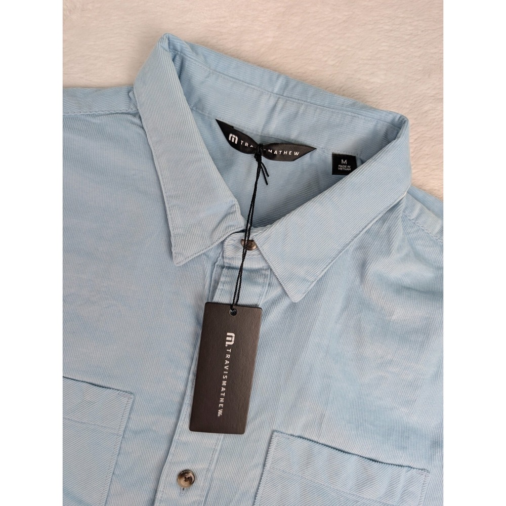 Travis Mathew Barrel of Laughs Long Sleeve Corduroy Shirt Mens Medium Dream Blue
